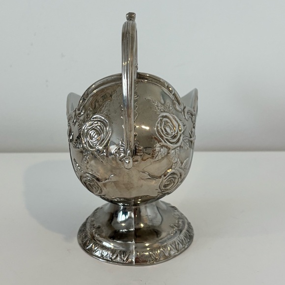 Vintage French silver plated sugar scuttle ornate rose detail Bridgerton style - Picture 5 of 12
